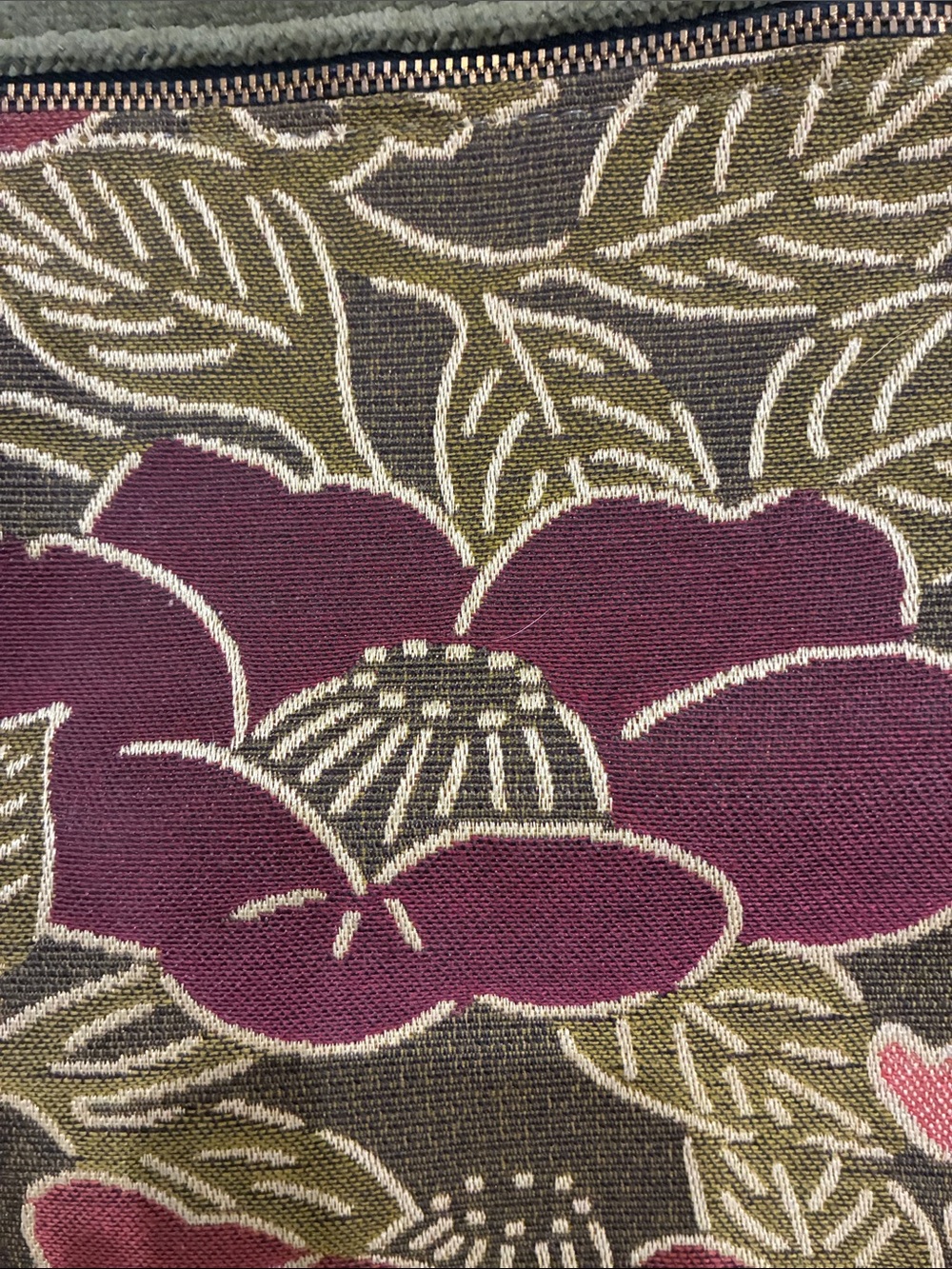 Olive Green Velvet Crossbody Bag with Floral Pocket - Picture 3 of 11